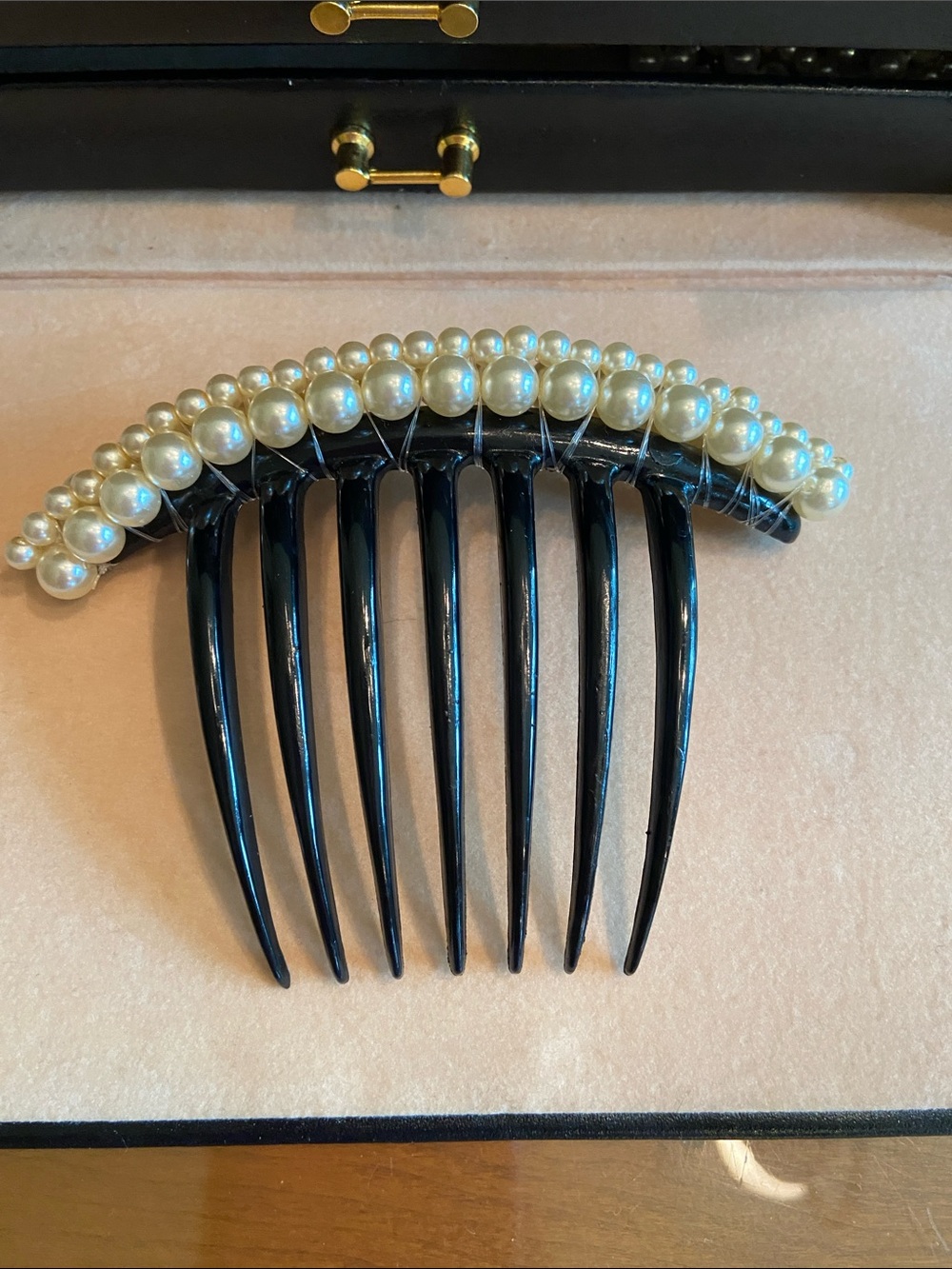 Vintage Deadstock Three Row Pearl Hair Comb. Mint.